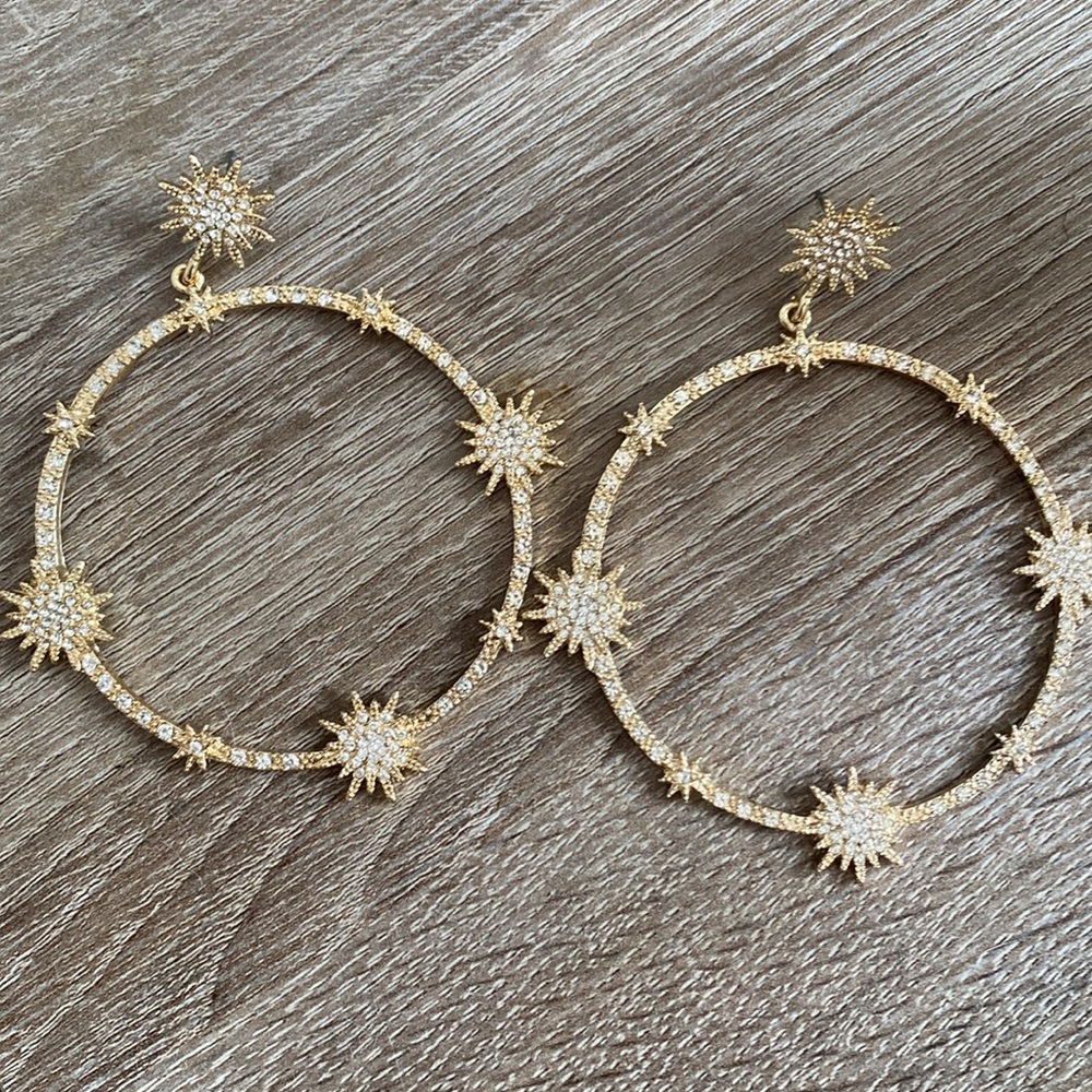 Large gold and silver embellished hoop earrings